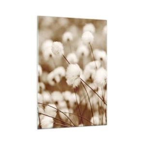 Quadro su vetro - Un campo di delicate piante color seppia - 70x100cm - Campo di morbidezza - Decorazione murale moderna per soggiorno e camera da letto ARTTOR