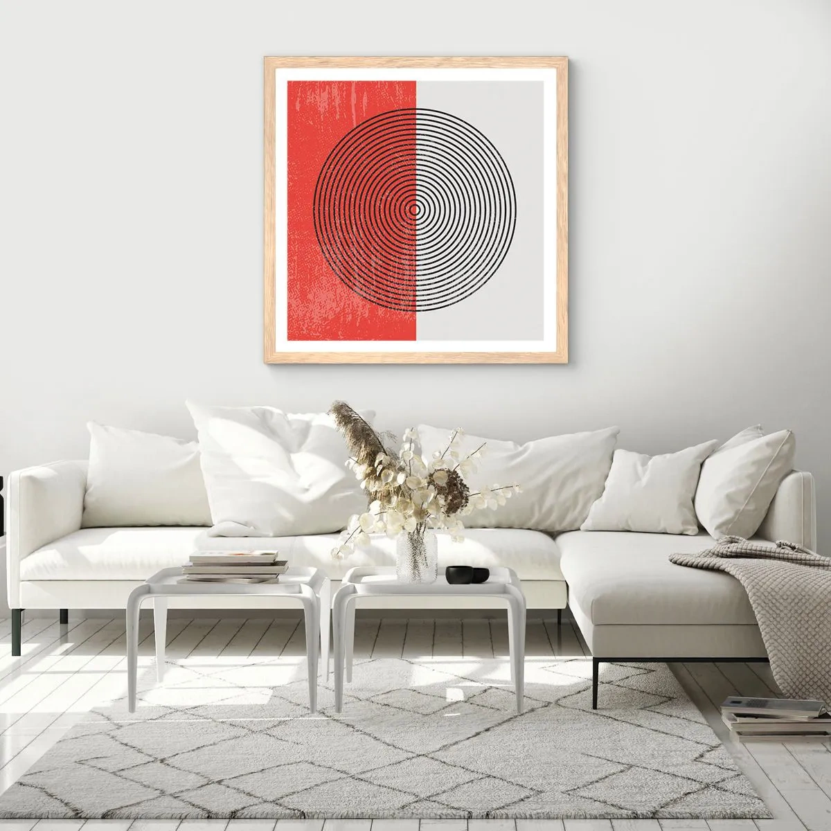 Poster in cornice rovere chiaro - Dritto al centro - 40x40 cm