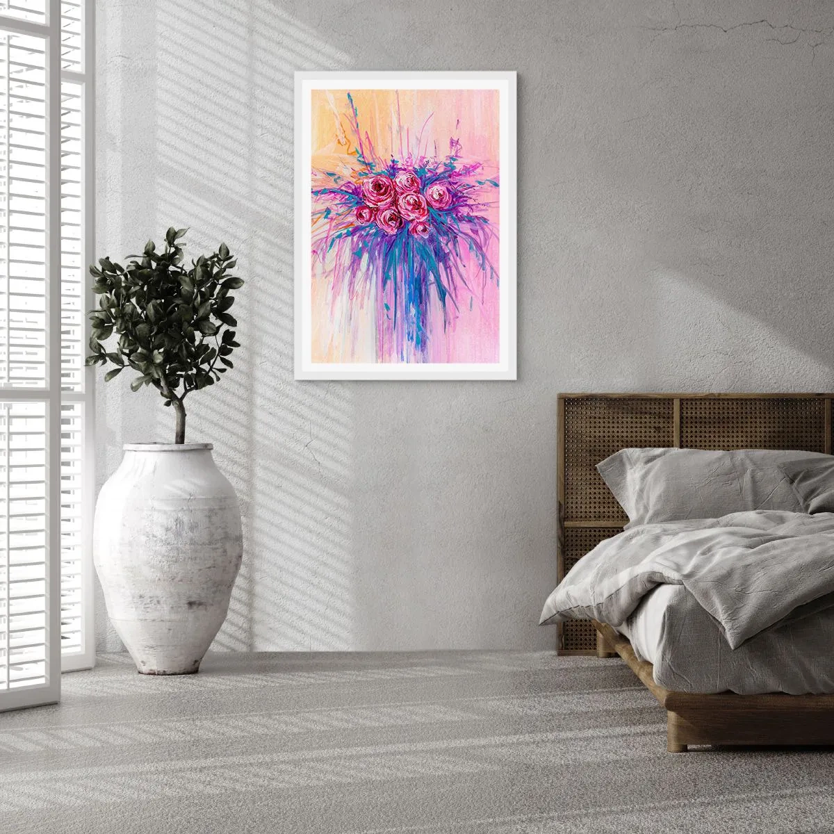 Poster in cornice bianca - Fontana rosa - 30x40 cm