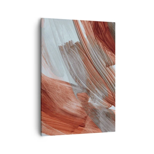 Quadro su tela - Stampe su Tela - Pennellate astratte nei toni del rame e del grigio - 50x70cm - Astrazione autunnale e ventosa - Decorazione murale moderna per soggiorno e camera da letto ARTTOR