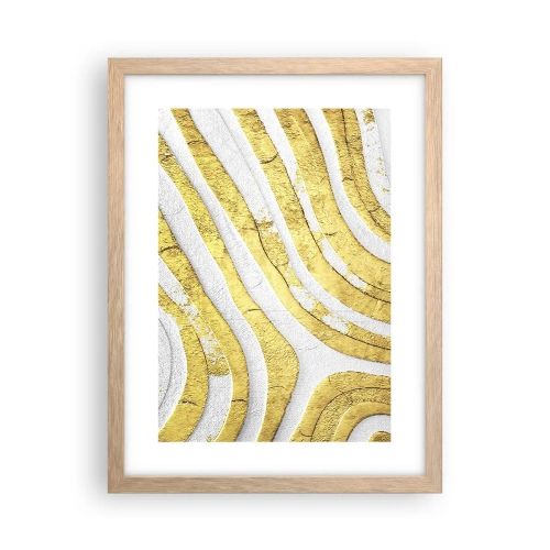 Poster in cornice rovere chiaro - Composizione in bianco e oro - 30x40 cm