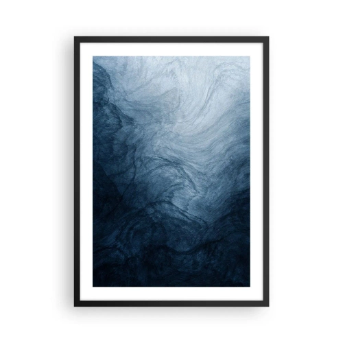 Poster in cornice nera - Composizione astratta nei toni del blu navy - 50x70cm - Arrivando in profondità - Decorazione murale moderna per soggiorno e camera da letto ARTTOR