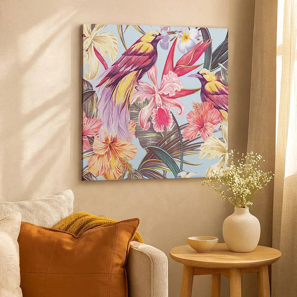 Quadro su tela - Stampe su Tela - Petali e piume - 30x30 cm