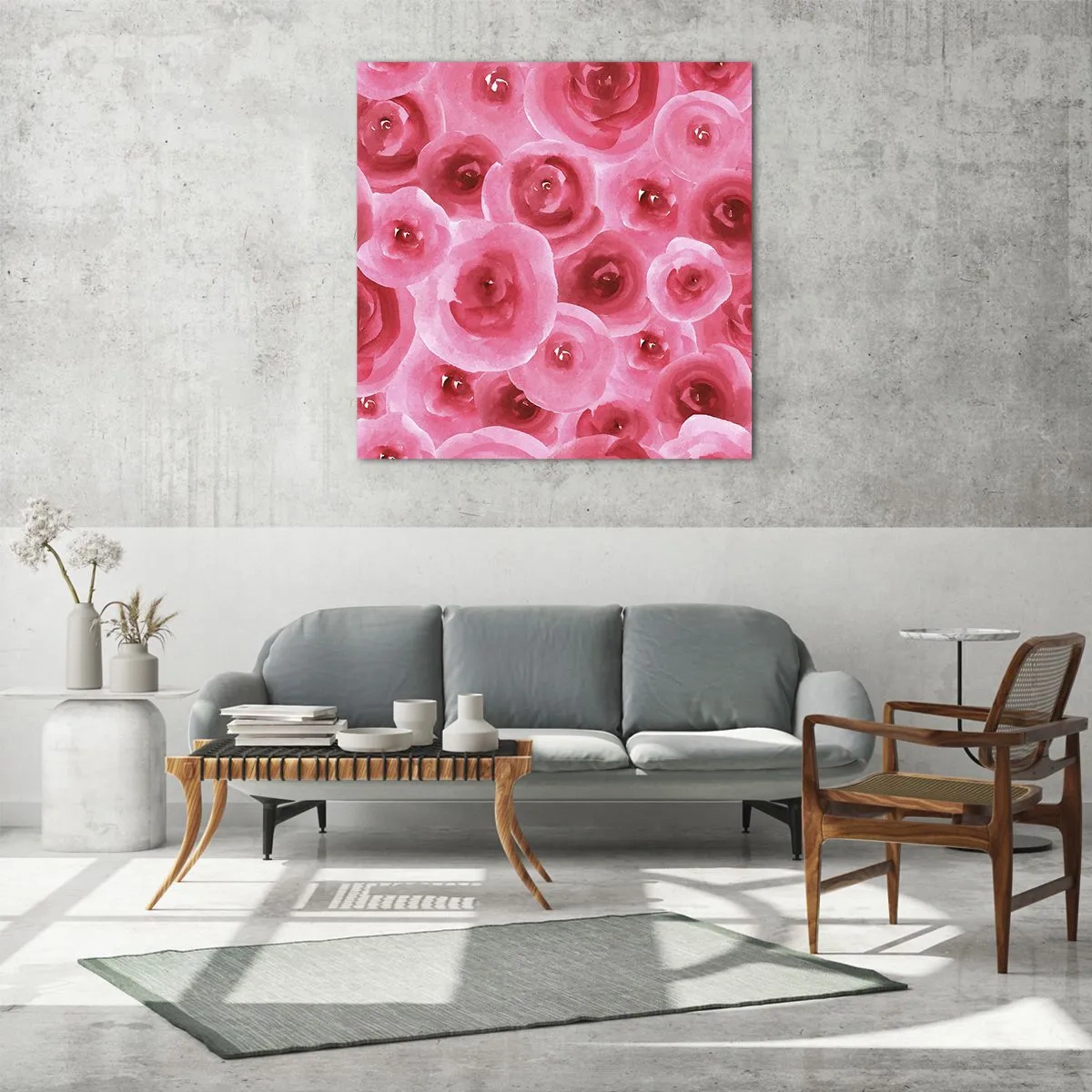 Quadro su vetro - Rose in alto e in basso - 50x50 cm