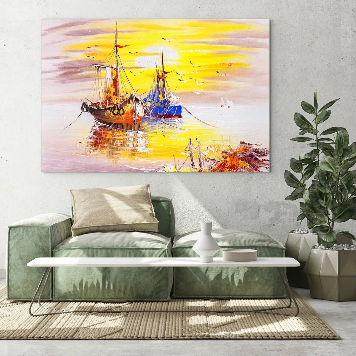 Quadro su vetro - Meritato riposo nel porto - 70x50 cm
