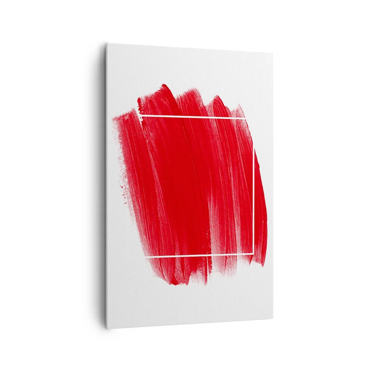 Quadro su tela - Stampe su Tela - Pennellata rossa con bordo bianco - 80x120cm - Fuori dagli schemi - Decorazione murale moderna per soggiorno e camera da letto ARTTOR