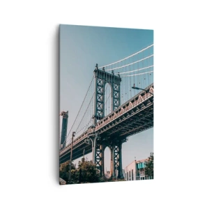 Quadro su tela - Stampe su Tela - Un ponte tra edifici in un paesaggio urbano - 80x120cm - Sopra le onde della città - Decorazione murale moderna per soggiorno e camera da letto ARTTOR