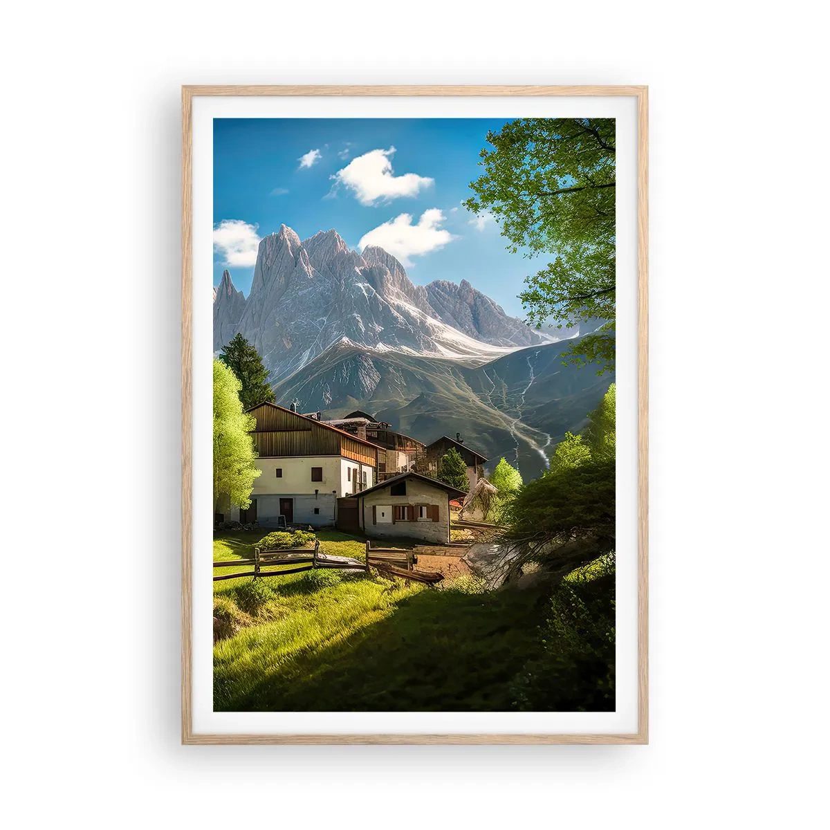 Poster in cornice rovere chiaro - Idillio alpino - 70x100 cm