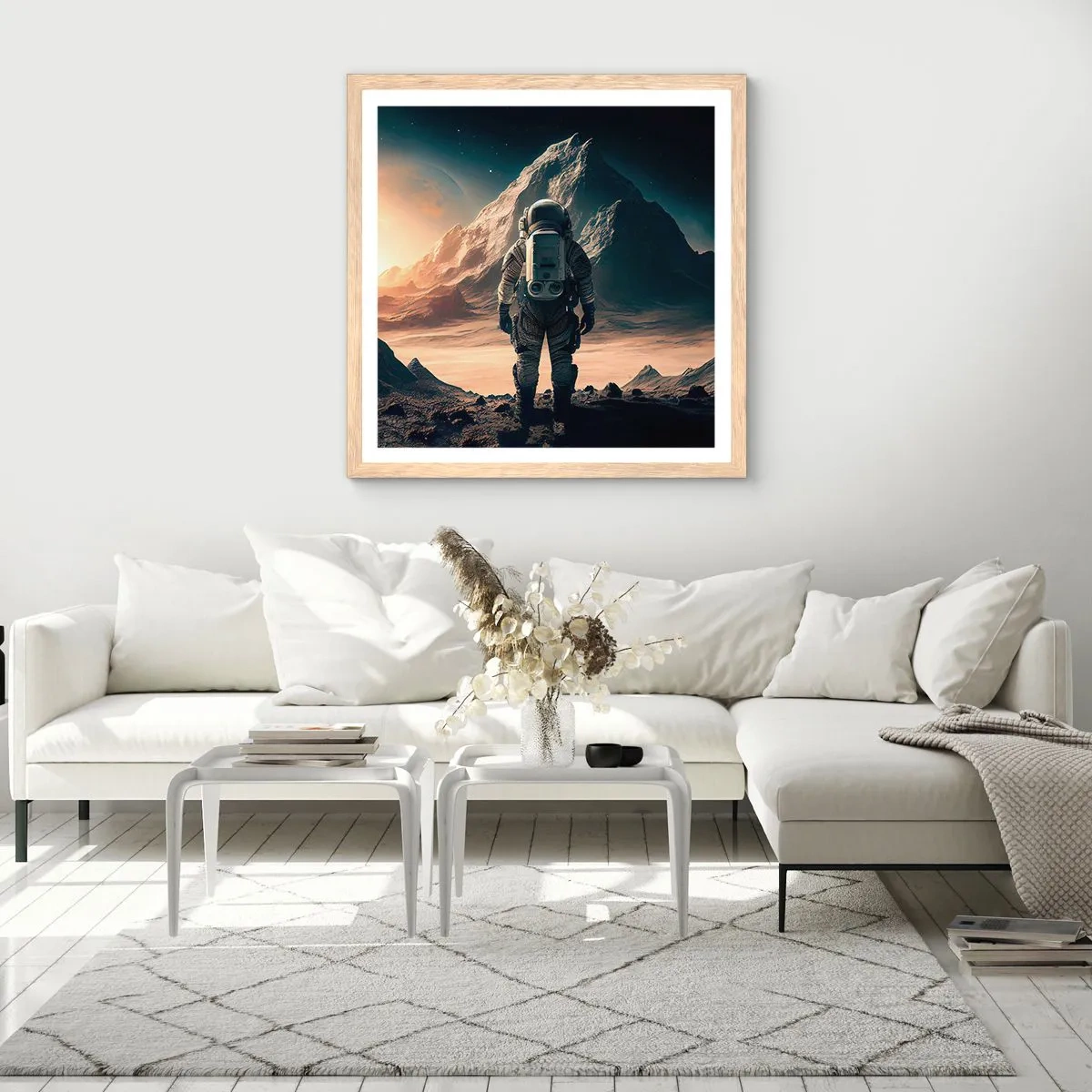 Poster in cornice rovere chiaro - Nuova sfida - 60x60 cm