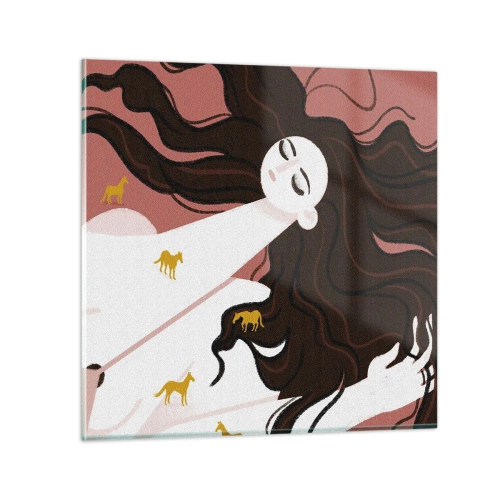 Quadro su vetro - Il sogno del cavallo d'oro - 30x30 cm