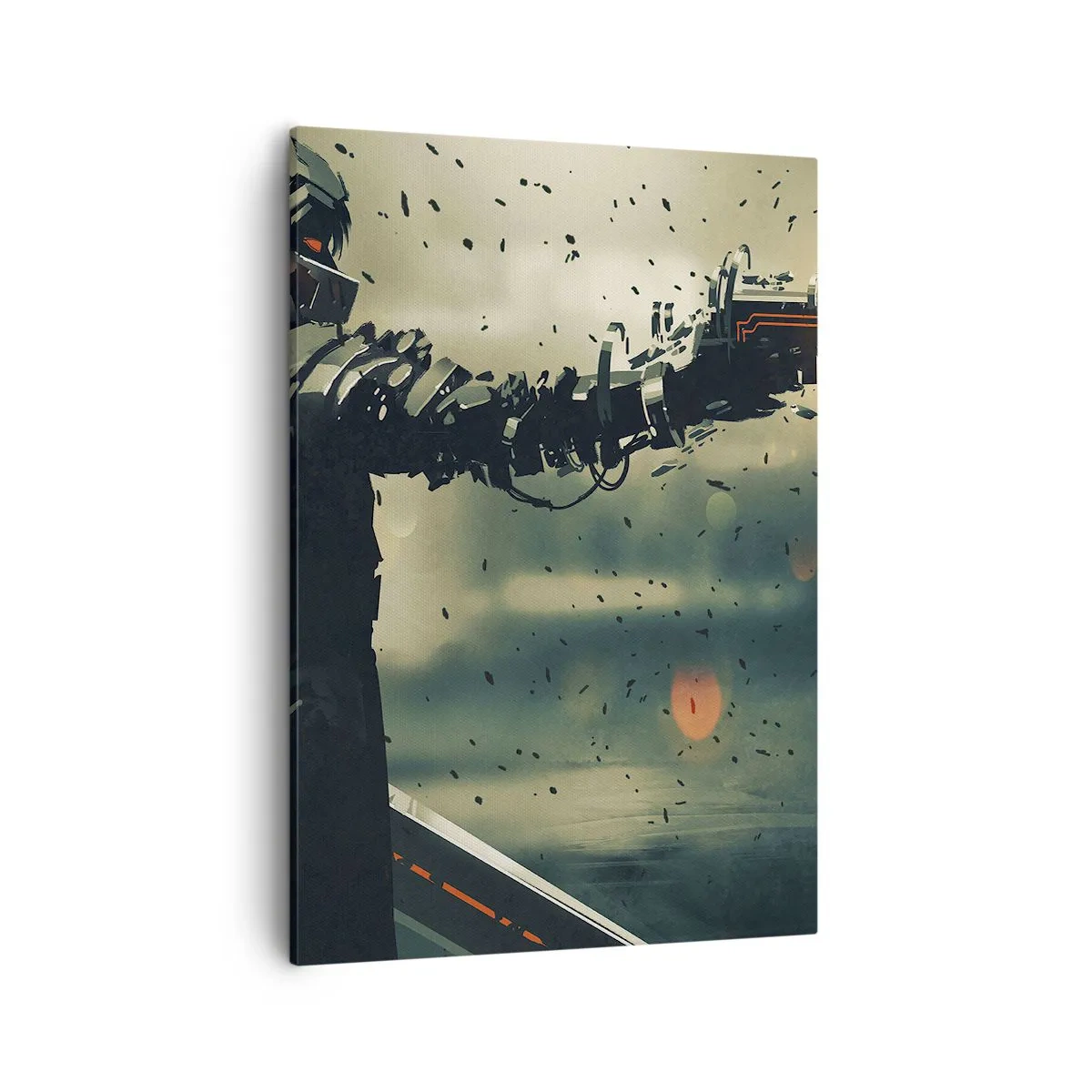 Quadro su tela - Stampe su Tela - Guerriero cibernetico con armi futuristiche - 50x70cm - L'arma assassina: il tuo Terminator - Decorazione murale moderna per soggiorno e camera da letto ARTTOR