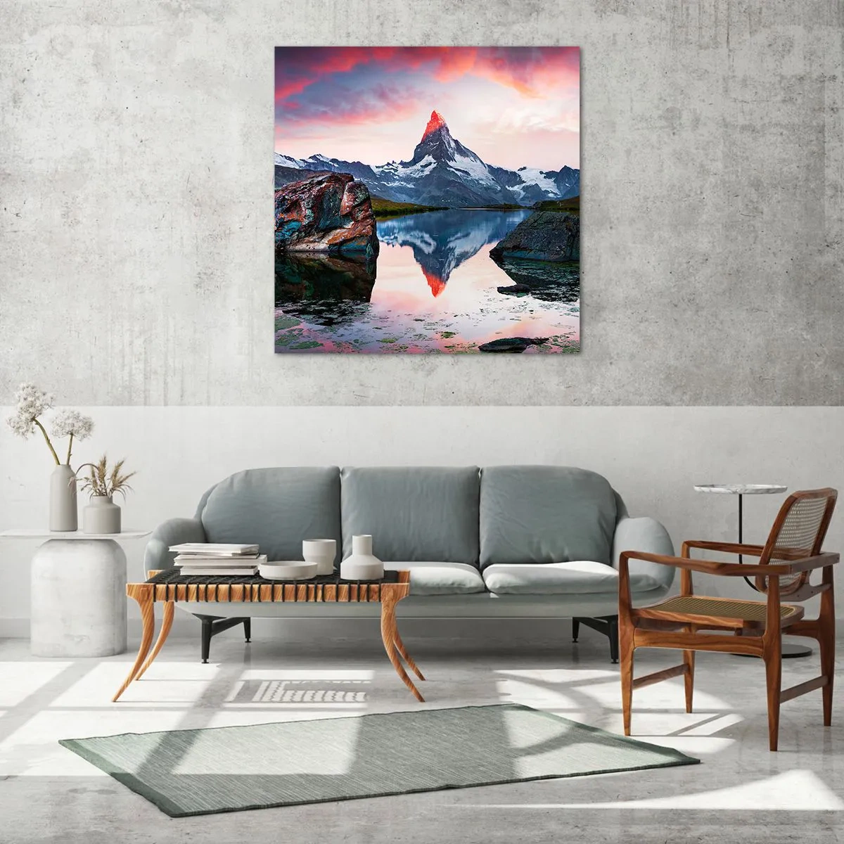 Quadro su vetro - Il cuore dei monti è rovente - 70x70 cm