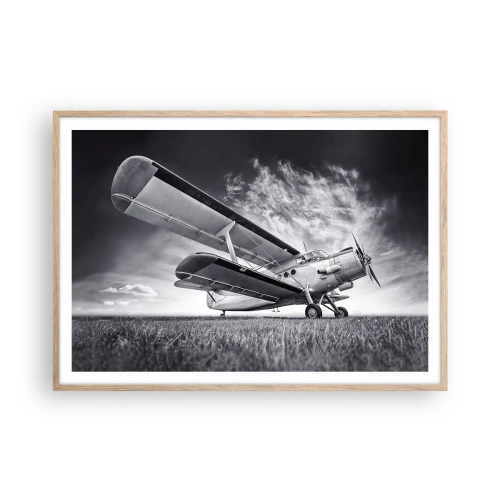 Poster in cornice rovere chiaro - Giramondo alato - 100x70 cm