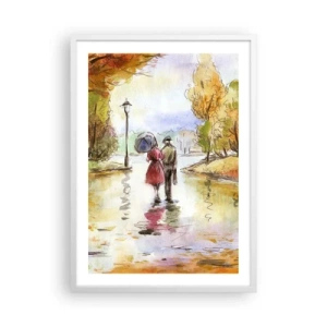 Poster in cornice bianca - Autunno romantico nel parco - 50x70 cm