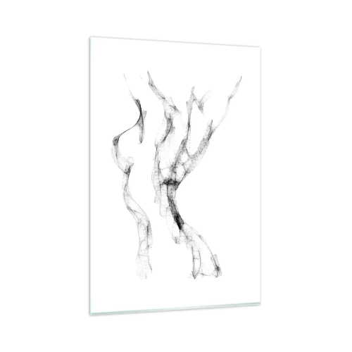 Quadro su vetro - Linee delicate e astratte che ricordano scie di fumo su uno sfondo chiaro - 80x120cm - Bella e forte - Decorazione murale moderna per soggiorno e camera da letto ARTTOR