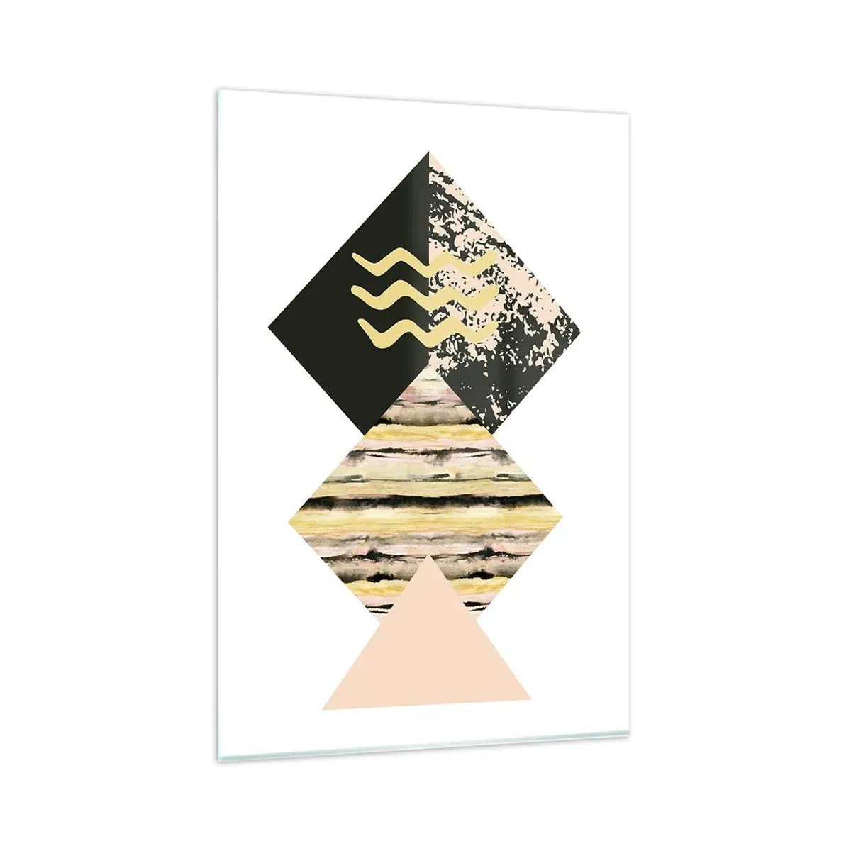Quadro su vetro - Forme geometriche con motivi astratti - 80x120cm - Non è così facile - Decorazione murale moderna per soggiorno e camera da letto ARTTOR