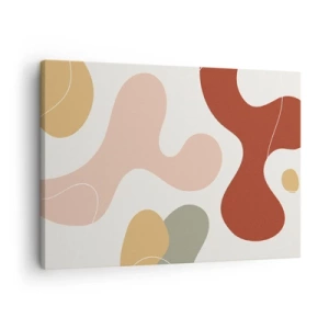 Quadro su tela - Stampe su Tela - Una composizione astratta in tonalità pastello con forme dinamiche. - 70x50cm - Ghirigori - Decorazione murale moderna per soggiorno e camera da letto ARTTOR