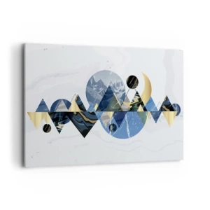 Quadro su tela - Stampe su Tela - Motivi geometrici astratti con motivi montani - 120x80cm - Paesaggio geometrico - Decorazione murale moderna per soggiorno e camera da letto ARTTOR