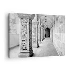 Quadro su tela - Stampe su Tela - Colonne storiche in uno scatto monocromatico - 70x50cm - Dove porterà? - Decorazione murale moderna per soggiorno e camera da letto ARTTOR