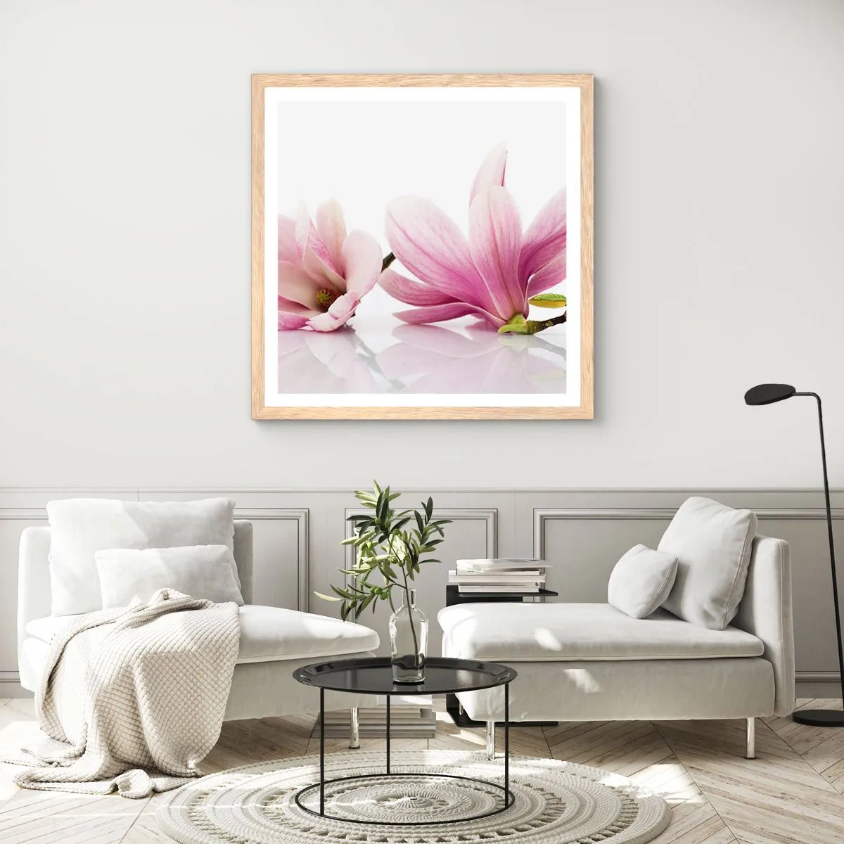 Poster in cornice rovere chiaro - Delicati come un soffio di primavera - 40x40 cm