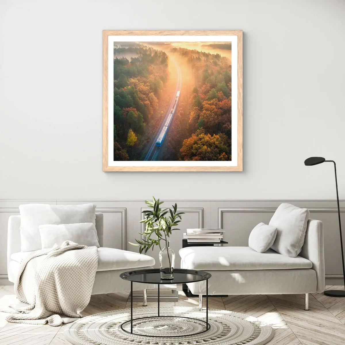 Poster in cornice rovere chiaro - Viaggio autunnale - 40x40 cm