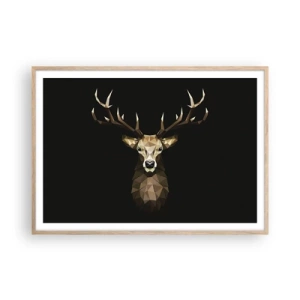 Poster in cornice rovere chiaro - Cervo cubista - 100x70 cm