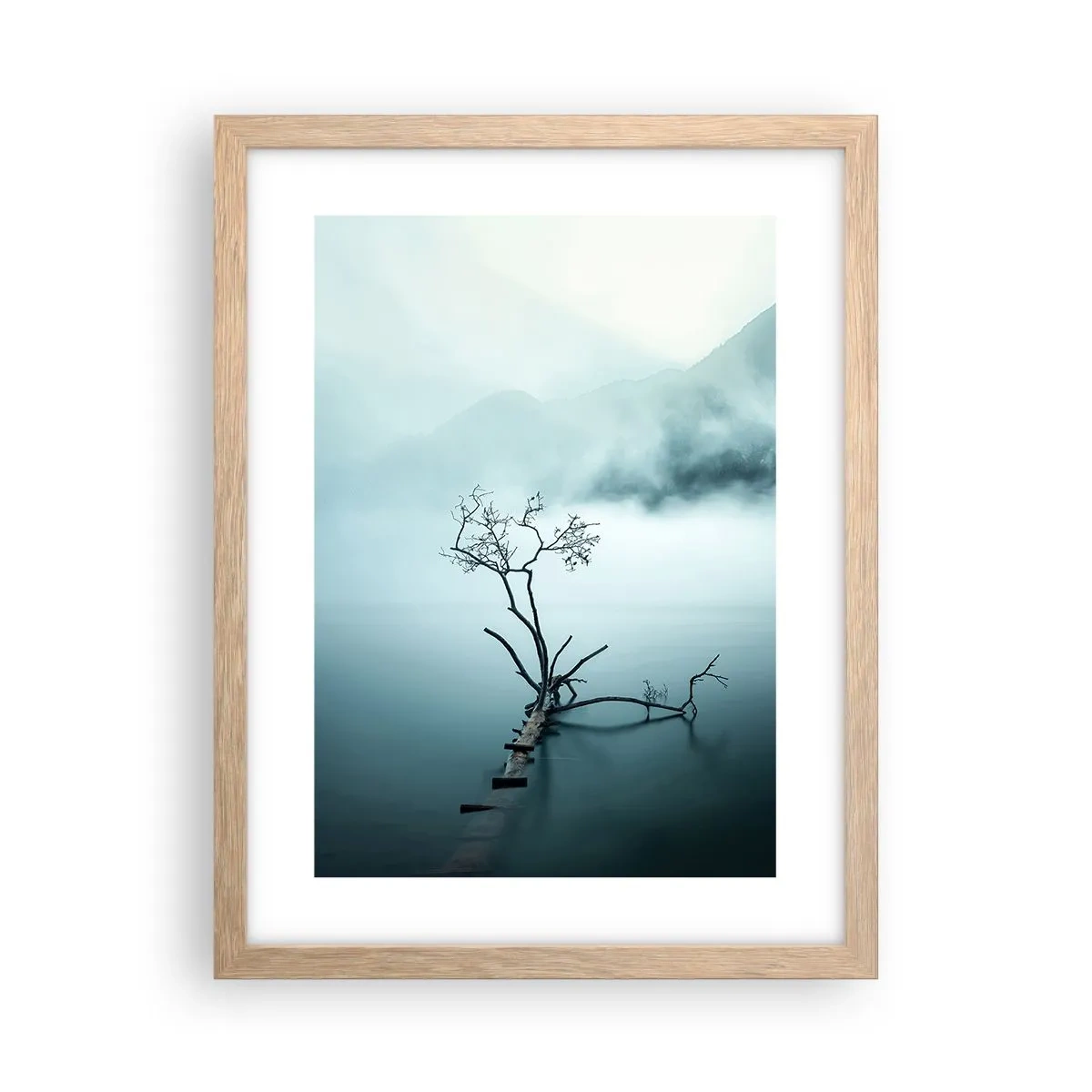 Poster in cornice rovere chiaro - Dall'acqua e dalla nebbia - 30x40 cm