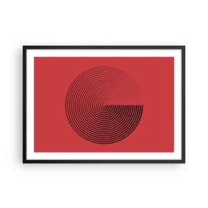 Poster in cornice nera - Cerchi concentrici su sfondo rosso - 70x50cm - Movimento circolare - Decorazione murale moderna per soggiorno e camera da letto ARTTOR