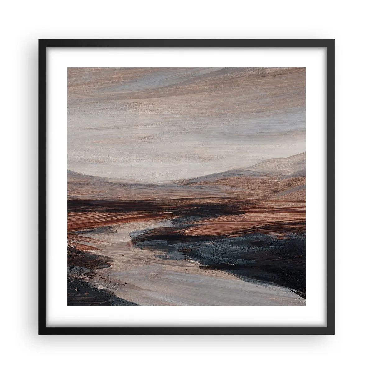 Poster in cornice nera - Valle tranquilla - 50x50 cm