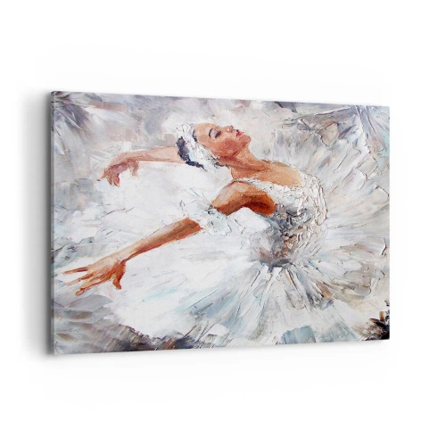 Quadro su tela - Stampe su Tela - Una ballerina in abito bianco che balla - 100x70cm - Delicata e leggera come il tulle - Decorazione murale moderna per soggiorno e camera da letto ARTTOR