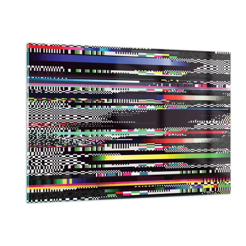 Quadro su vetro - Grafica glitch in stile digitale astratto - 120x80cm - Immagine di prova della realtà - Decorazione murale moderna per soggiorno e camera da letto ARTTOR