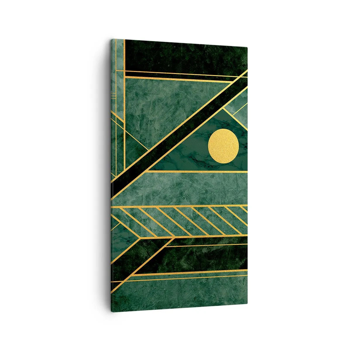 Quadro su tela - Stampe su Tela - Dinamica di oro e azzurro - 45x80 cm