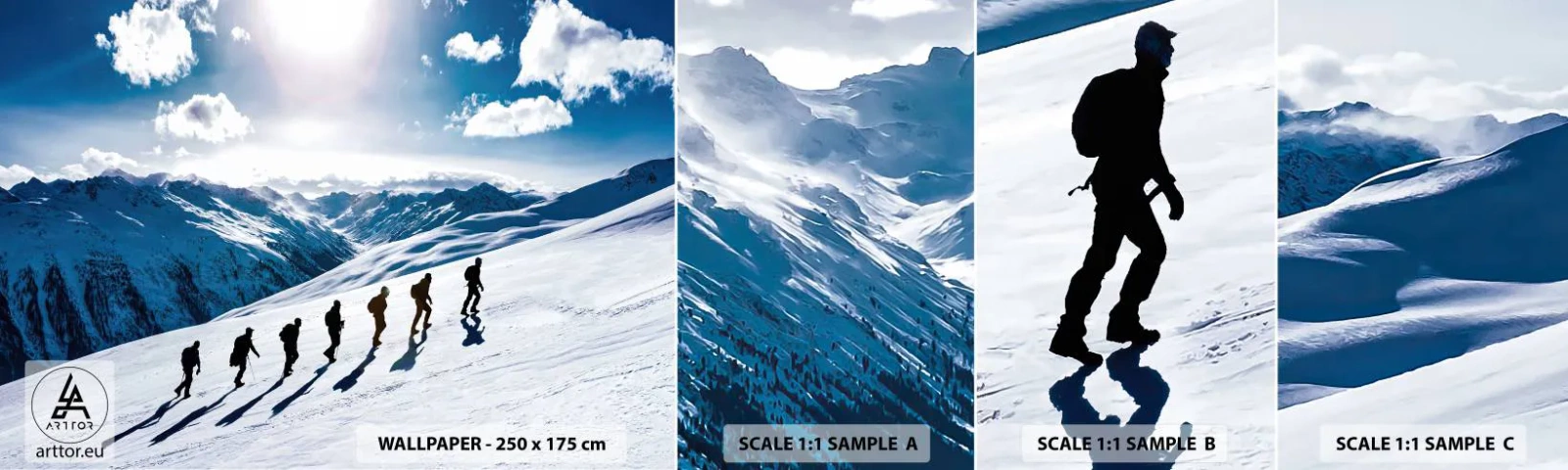 Campione Di Fotomurale Standard Eco - La squadra dei conquistatori - Escursione in montagna, Paesaggio, Alpi - 100x30 cm