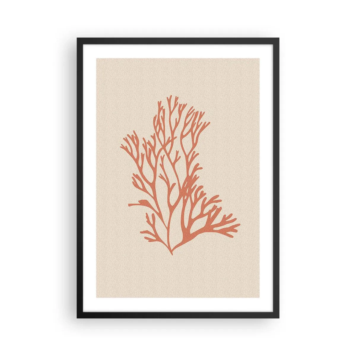 Poster in cornice nera - Una delicata illustrazione di corallo su uno sfondo chiaro - 50x70cm - Filigrana di corallo - Decorazione murale moderna per soggiorno e camera da letto ARTTOR