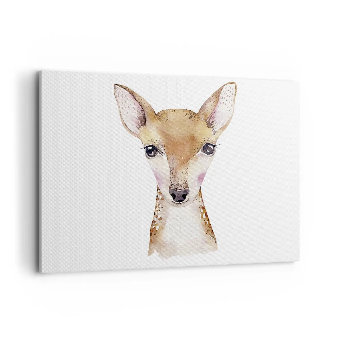 Quadro su tela - Stampe su Tela - Ritratto ad acquerello di un giovane capriolo su sfondo bianco - 120x80cm - La natura dell'innocenza - Decorazione murale moderna per soggiorno e camera da letto ARTTOR