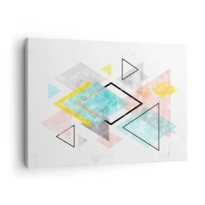 Quadro su tela - Stampe su Tela - Motivi geometrici colorati su sfondo bianco - 70x50cm - Gioco geometrico - Decorazione murale moderna per soggiorno e camera da letto ARTTOR