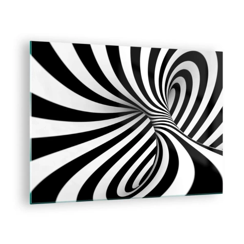 Quadro su vetro - Una spirale bianca e nera che crea un effetto spaziale dinamico. - 70x50cm - Composizione: spazio danzante - Decorazione murale moderna per soggiorno e camera da letto ARTTOR