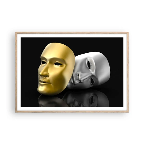 Poster in cornice rovere chiaro - La vita è teatro - 100x70 cm