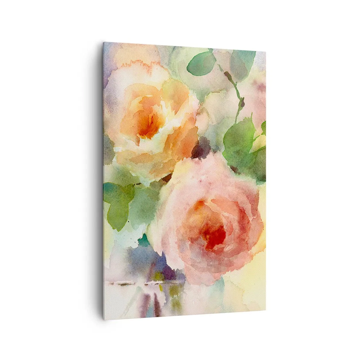 Quadro su tela - Stampe su Tela - Delicate rose in stile acquerello su uno sfondo chiaro - 80x120cm - Delicati come un acquerello - Decorazione murale moderna per soggiorno e camera da letto ARTTOR