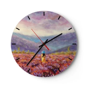 Orologio da parete - Orologio in Vetro - Nel mondo di lavanda - 40x40 cm
