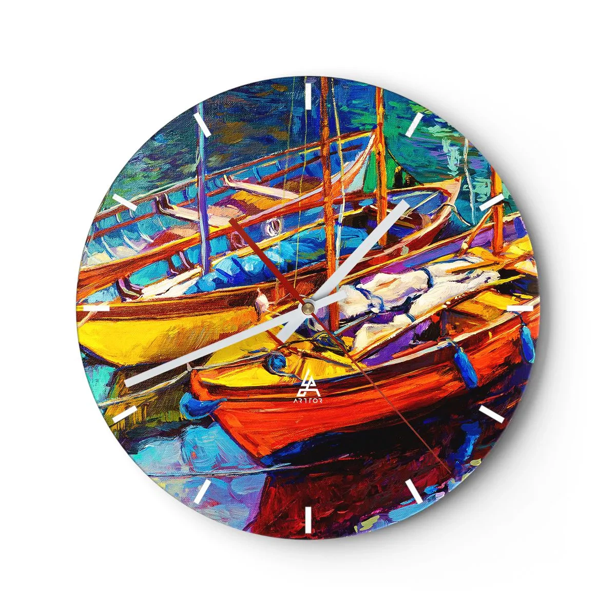 Orologio da parete - Orologio in Vetro - Su un'acqua più densa dei colori - 40x40 cm