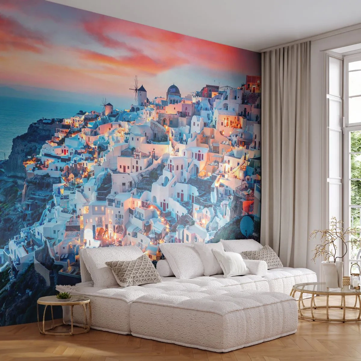 Fotomurali Autoadesivo Deluxe Sticker - La tua grossa vacanza greca - Paesaggio, Grecia, Santorini - 100x70 cm