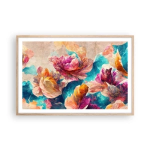 Poster in cornice rovere chiaro - Lo splendore colorato del bouquet - 91x61 cm