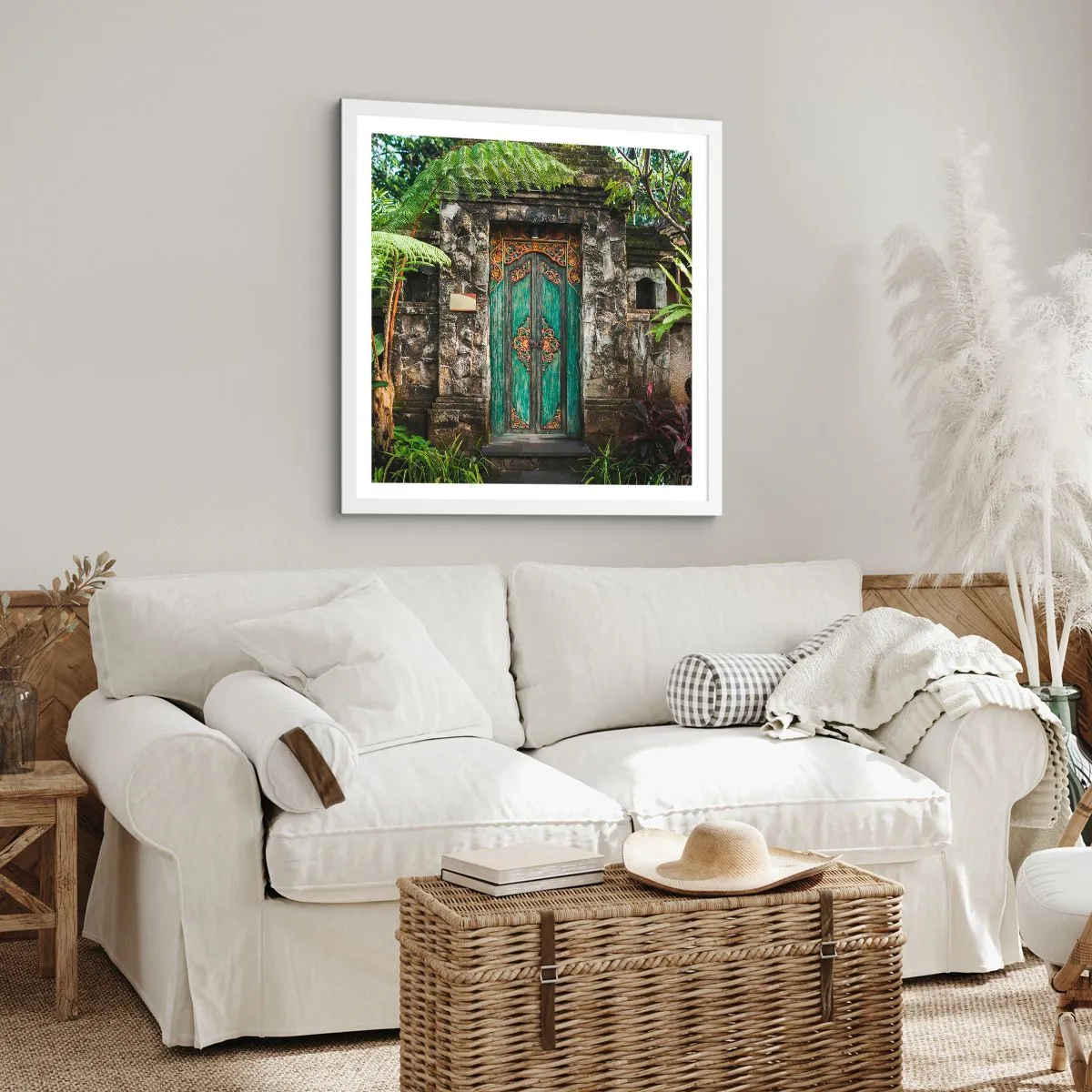 Poster in cornice bianca - Le porte verso un mondo esotico - 40x40 cm
