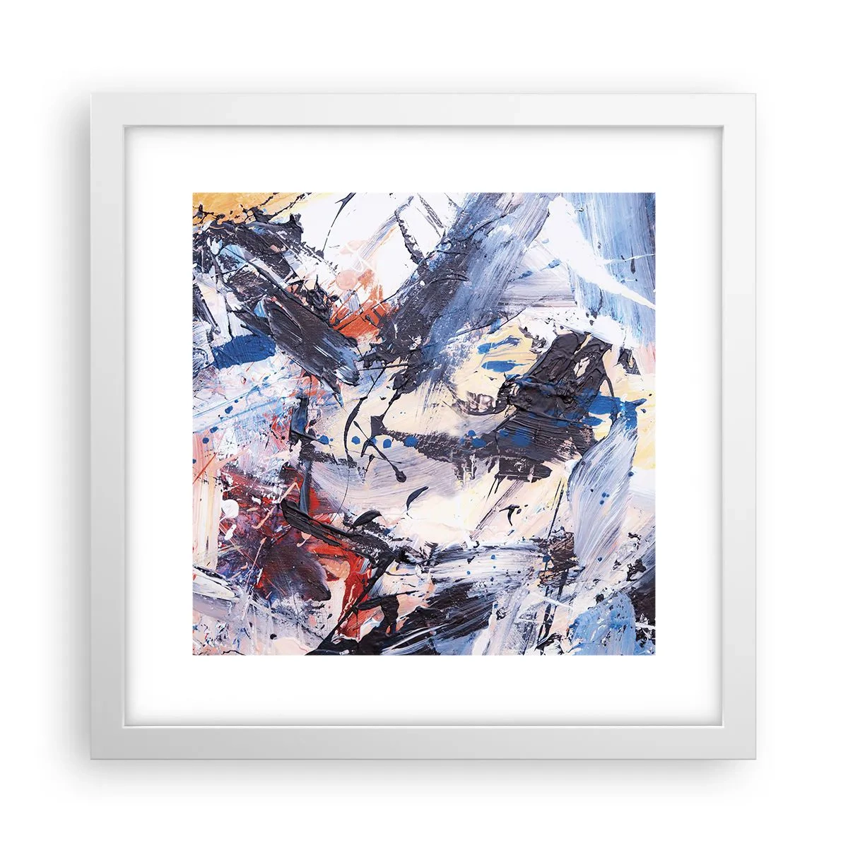Poster in cornice bianca - La danza folle dell'astrazione - 30x30 cm