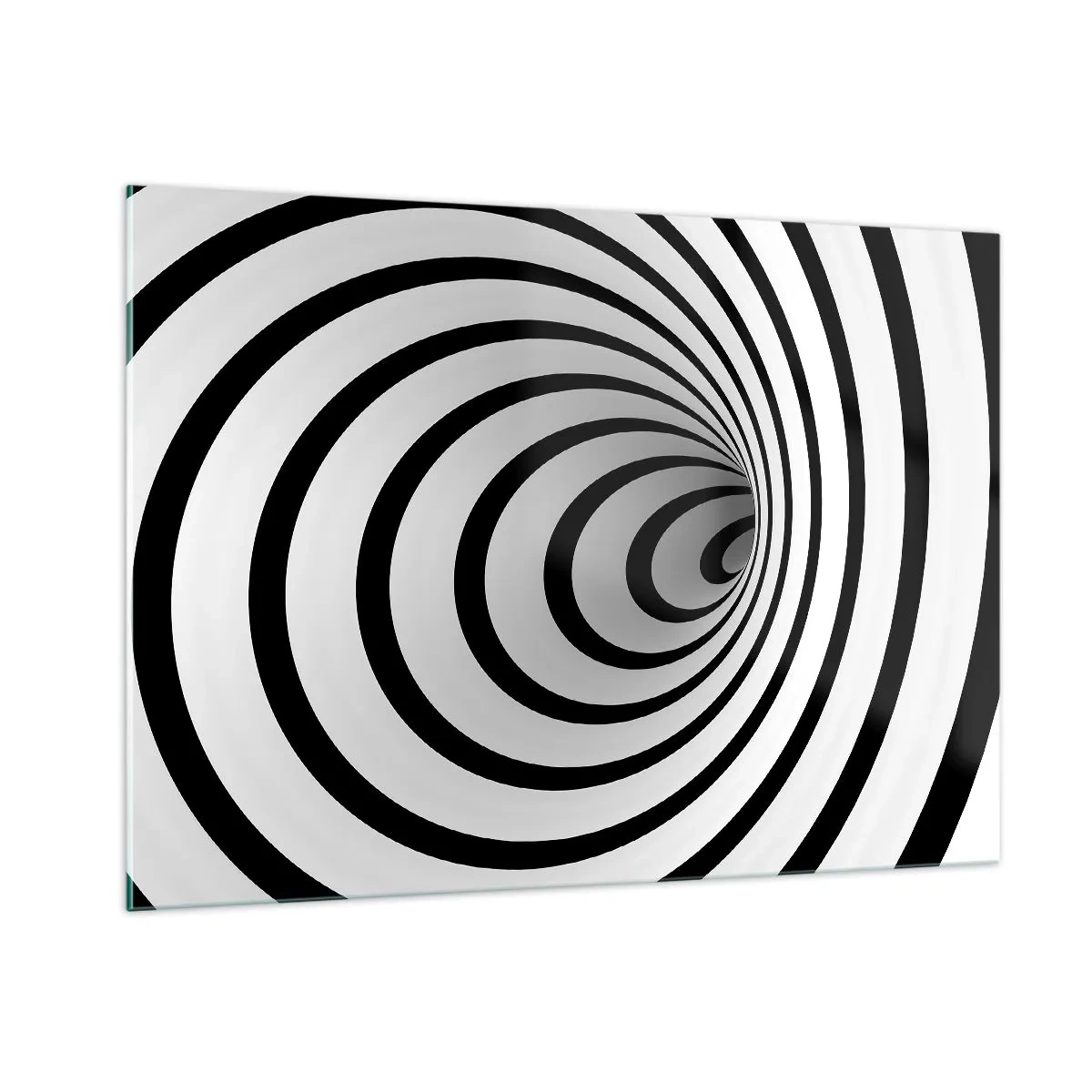 Quadro su vetro - Motivo a spirale astratto in bianco e nero - 100x70cm - Anche tu non riesci a resistere? - Decorazione murale moderna per soggiorno e camera da letto ARTTOR