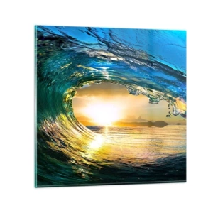 Quadro su vetro - Nel cristallo oro e smeraldo - 30x30 cm