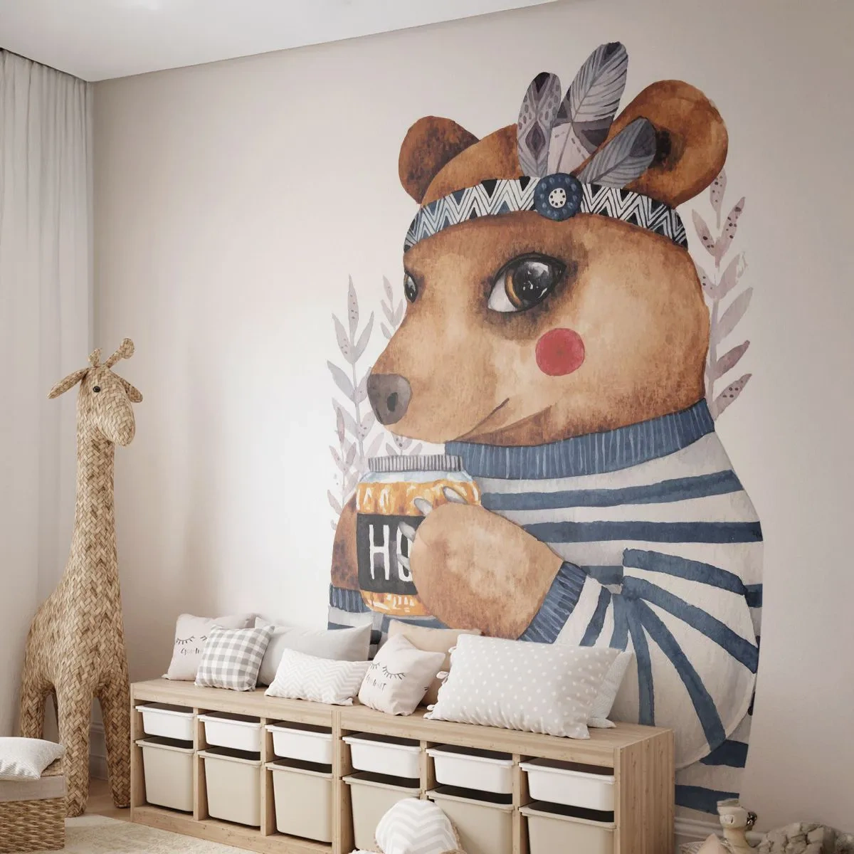Fotomurali Premium Sand - Dolce orsetto - Astrazione, Per bambini, Orso - 250x175 cm