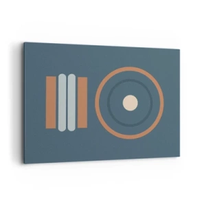 Quadro su tela - Stampe su Tela - Una composizione geometrica con cerchi e rettangoli dai colori tenui. - 100x70cm - L'essenza delle cose - Decorazione murale moderna per soggiorno e camera da letto ARTTOR