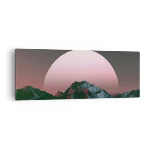 Quadro su tela - Stampe su Tela - Montagne geometriche con il sole al tramonto sullo sfondo - 140x50cm - Nella galassia accanto - Decorazione murale moderna per soggiorno e camera da letto ARTTOR
